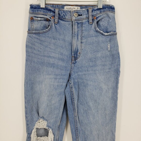 Abercrombie & Fitch 90s Straight Ultra High Rise Jeans 0S 25 Distressed Blue - Picture 5 of 9